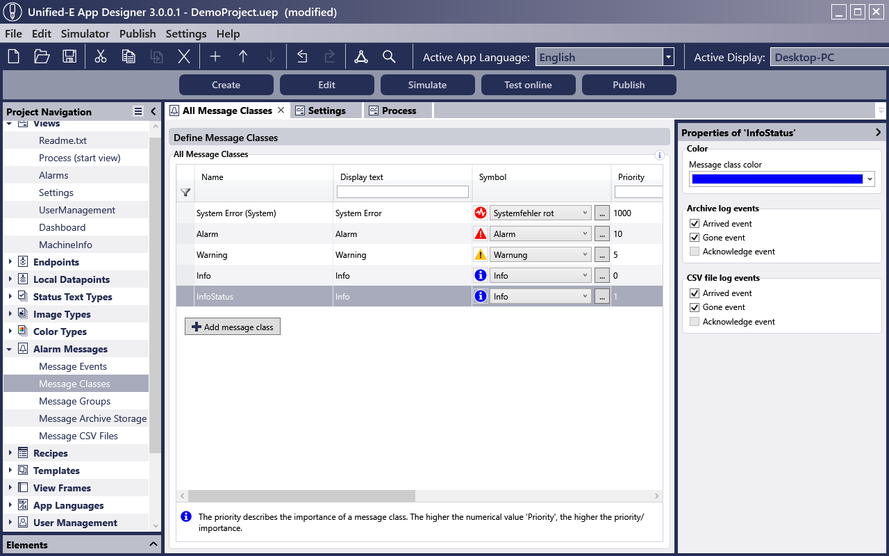 Configure HMI alarm mesesages