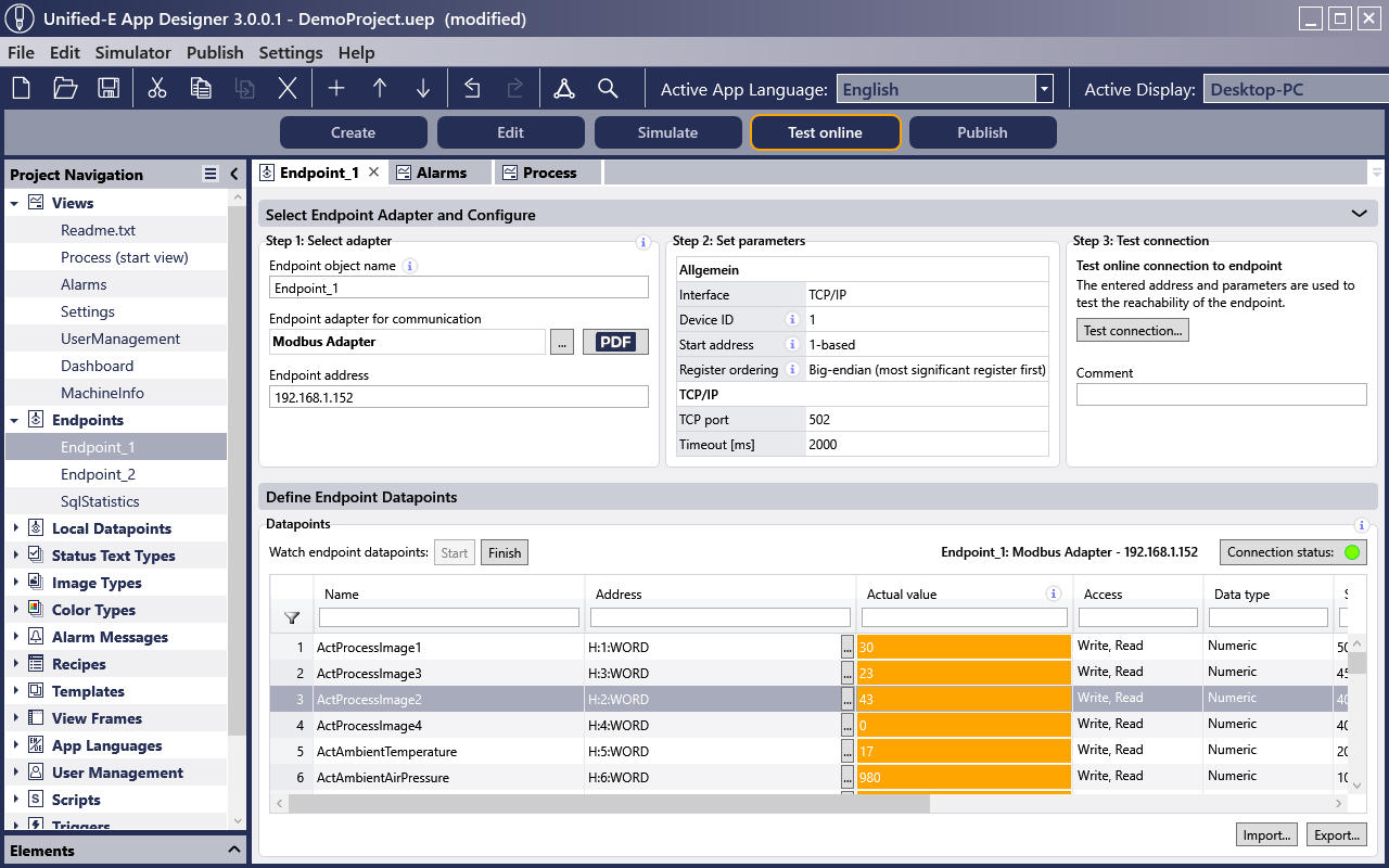 Configure HMI datapoints