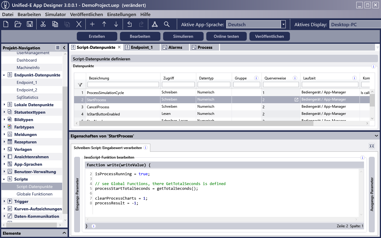 HMI Script-Datenpunkte wie gewöhnliche Datenpunkte verwenden