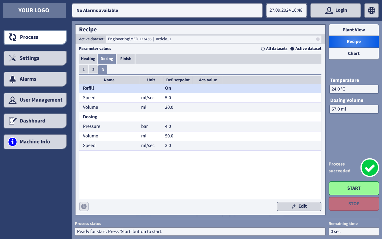 The versatile HMI recipe management - popular for HMI visualizations in medical technology